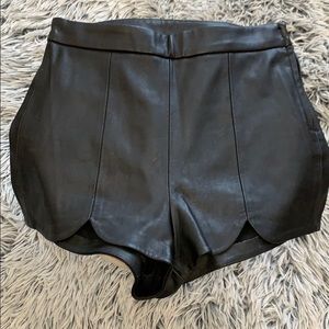 Black leather high waisted shorts!